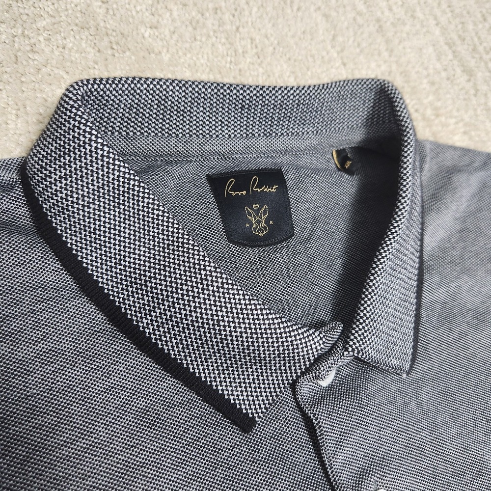 Rare Rabbit Polo Shirt Men XXL Slim Fit Luxury Pique‎ Gray Golf Wealth Money